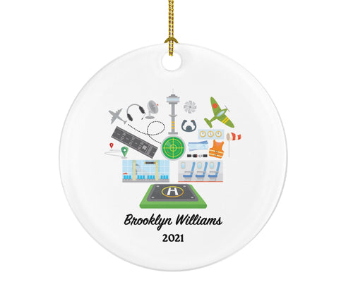 Aviation Airport Worker Pilot Christmas Ornament - Planner Operations Manager Aeronautical Engineer Flight Attendant Dispatcher Personalized