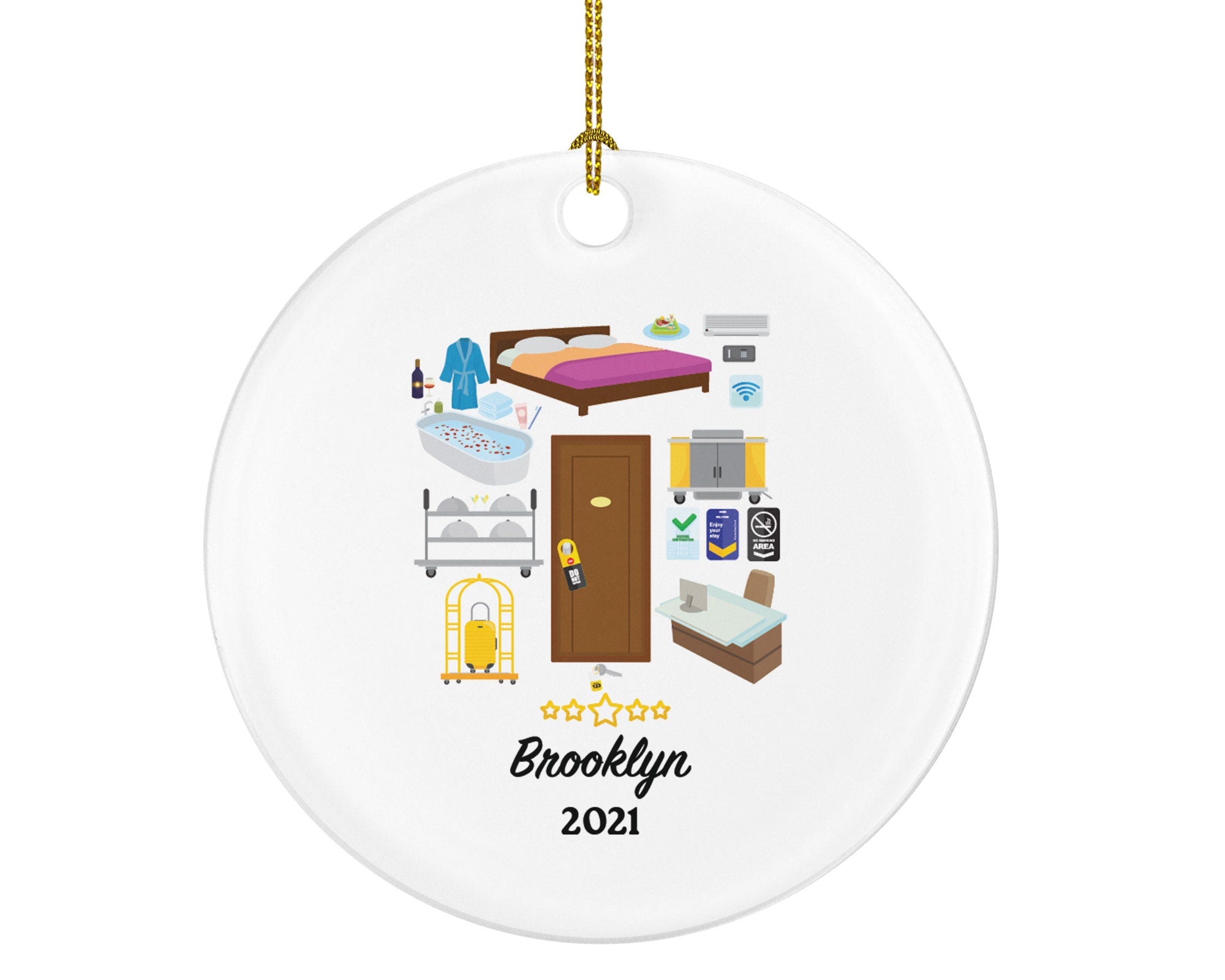 Hotel Worker Christmas Ornament Personalized - Gift for a Hotel Employee Employer Manager Housekeeper Custom Name