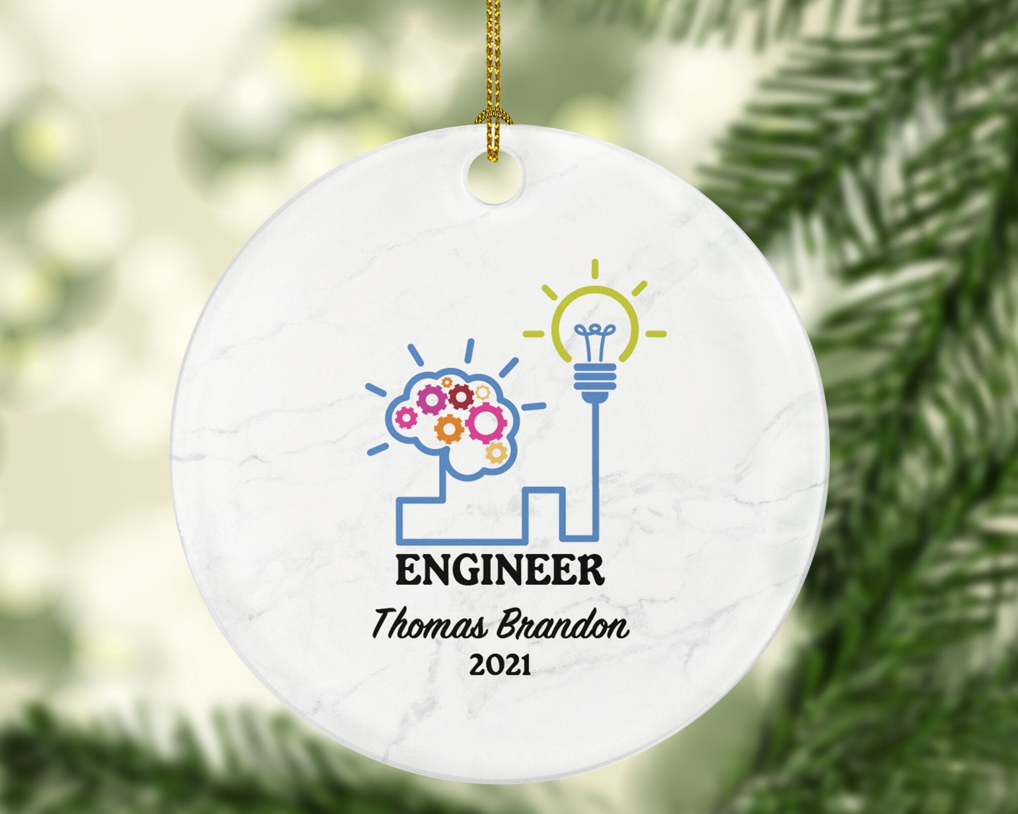 Engineer Christmas Ornament Personalized, Engineer Custom Name Year Gift