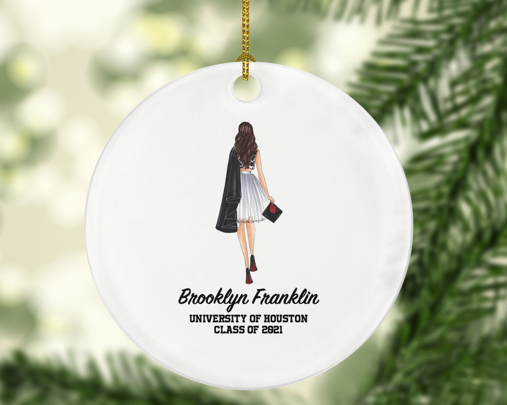 Graduation Christmas Ornament Personalized - Class of Gift Graduate Masters Bachelor Doctorate College High School Degree Gift for Female