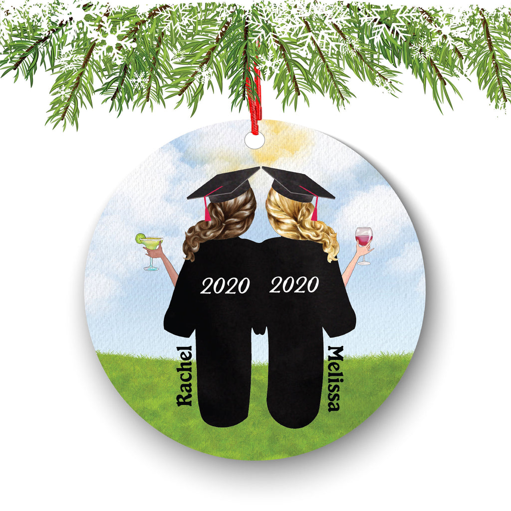 Personalized Graduation Christmas Ornament Class of 2020 2021 for Graduate Female Bff Besties Masters Bachelor Doctorate College High School