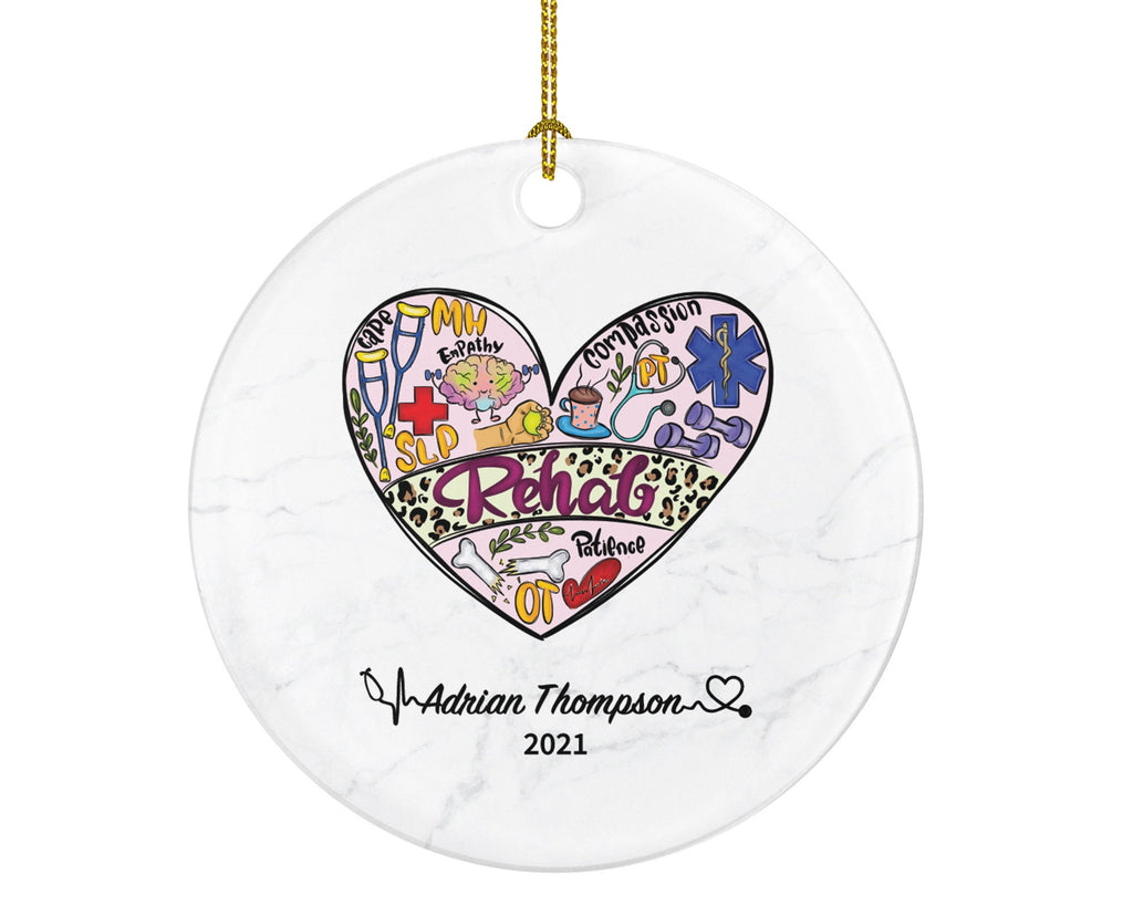 Rehabilitation Christmas Ornament Personalized - Health Worker, Physical Therapist, Physiotherapist, SLP, PT, OT, Medical Gift - Custom Name
