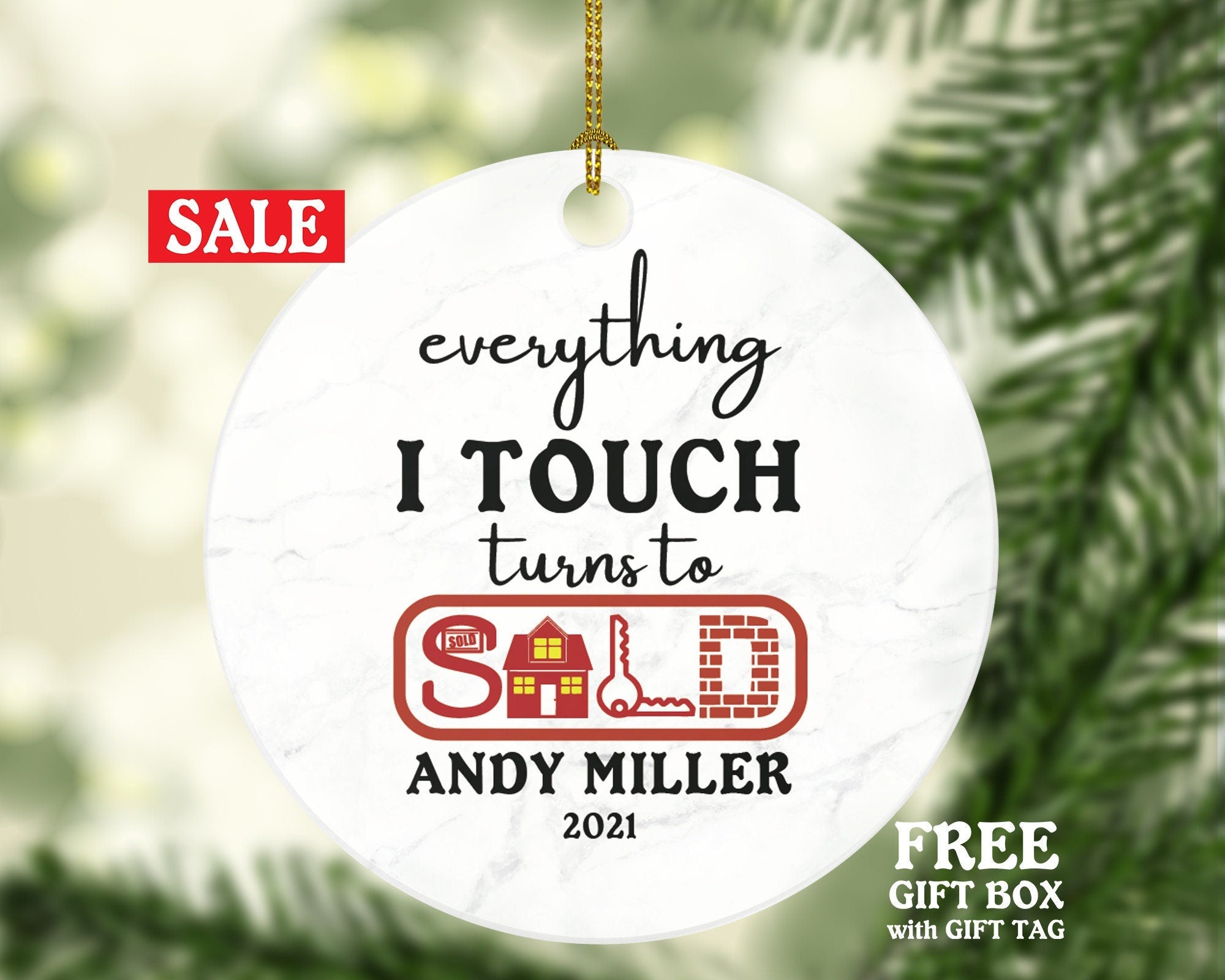 Realtor Real Estate Agent Personalized Ornament - House Broker Personalized Ornament- New Real Estate Seller Christmas Ornament