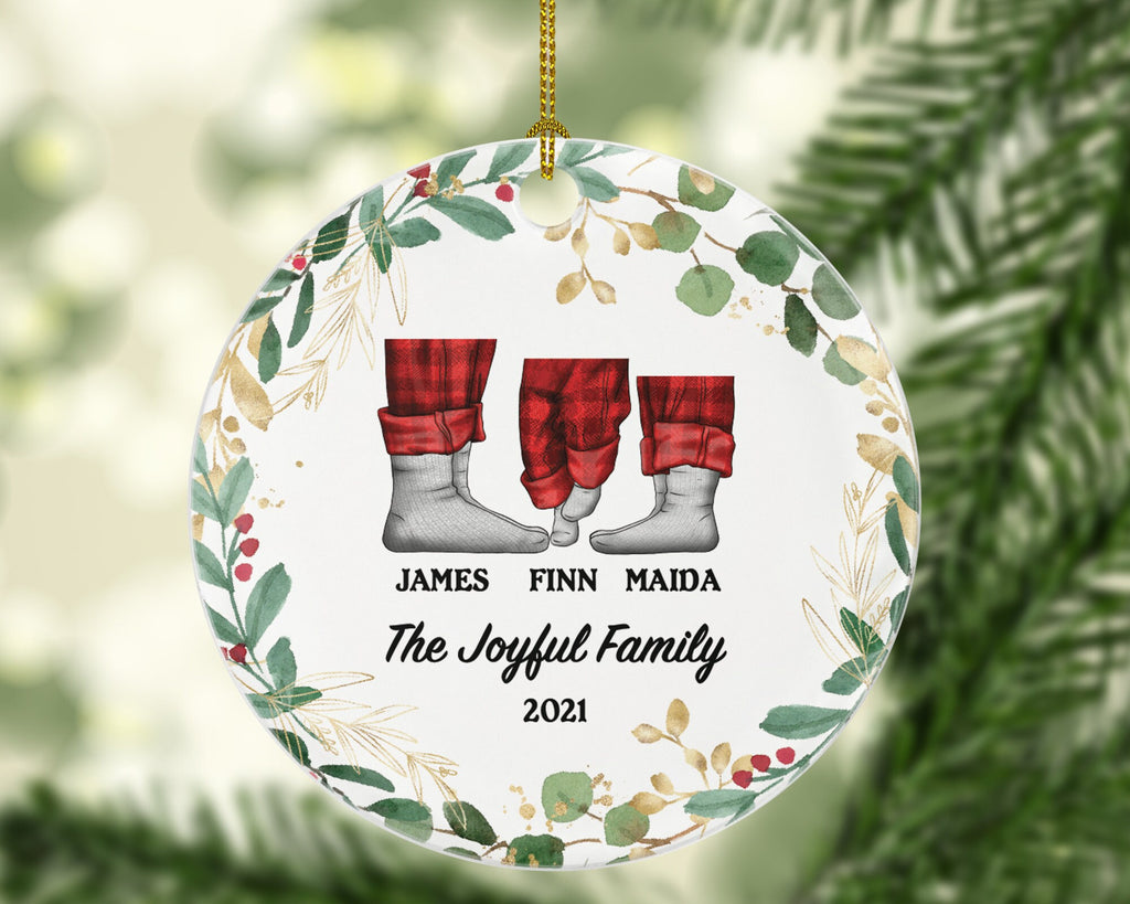 Family of 3 Christmas Ornament Personalized - Parents Mother Father Child Girl Boy Mom Dad Gift Christmas Pajamas