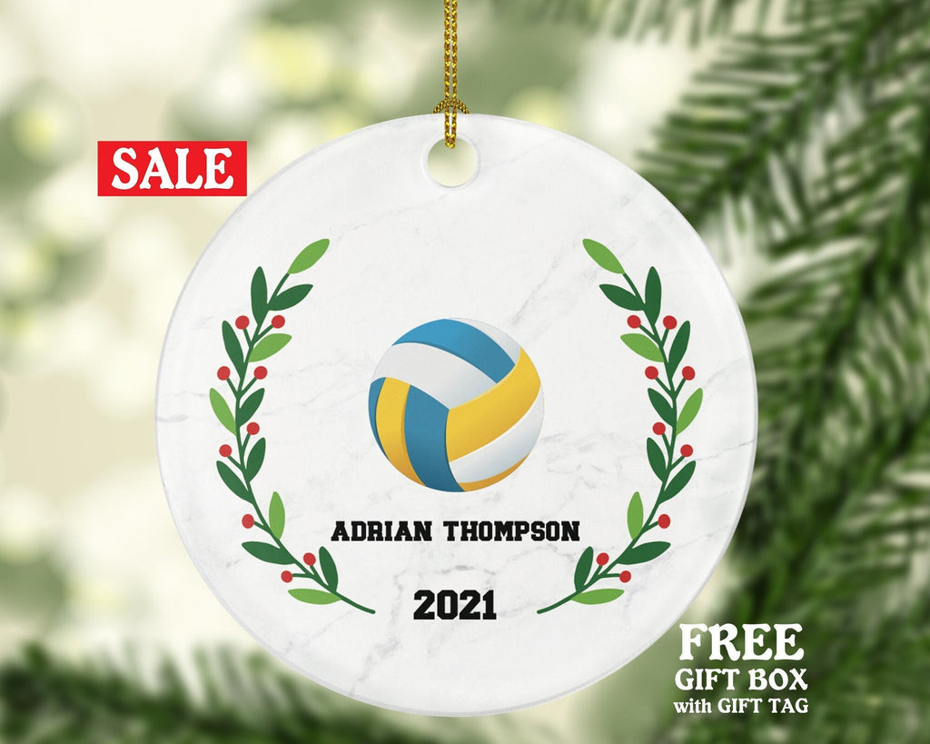 Volleyball Team Player Sports Christmas Ornament, Coach Gift Game Playing Personalized Gamer Custom Ball with Name Fan Hobby