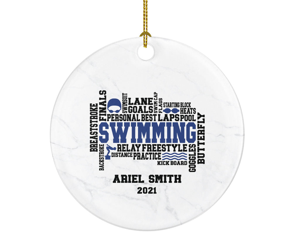 Swimming Christmas Ornament Personalized - Swimmer Gift - Learn To Swim Swimming Team - Custom Name Year