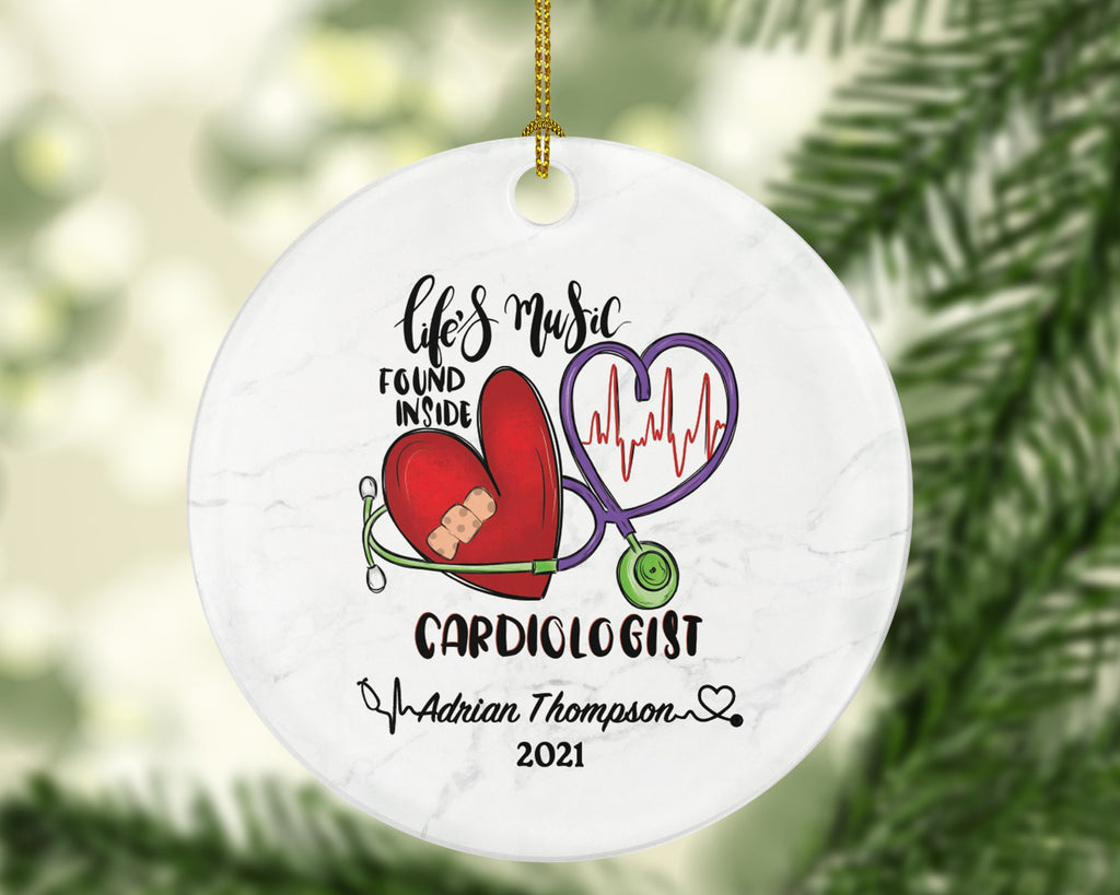 Cardiologist Medical Cardiac Doctor Christmas Ornament Personalized - Health Worker Gift from Patient for Physician Practitioner MD