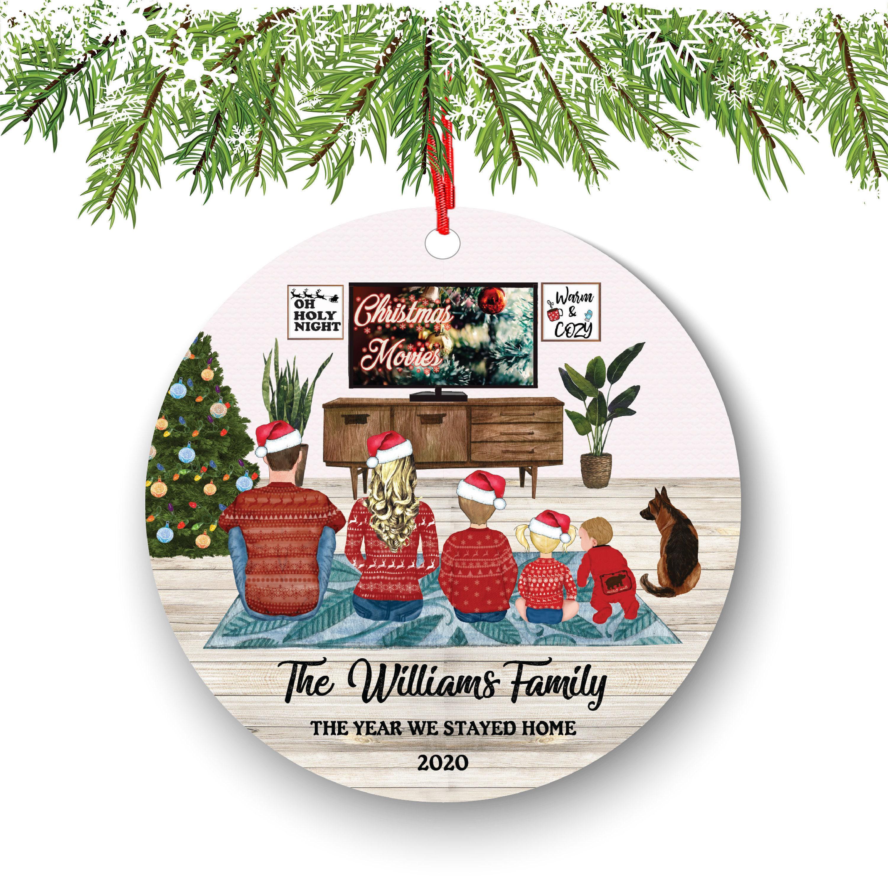Cozy Family Christmas Ornament: Personalized Parents, Kids & Pets