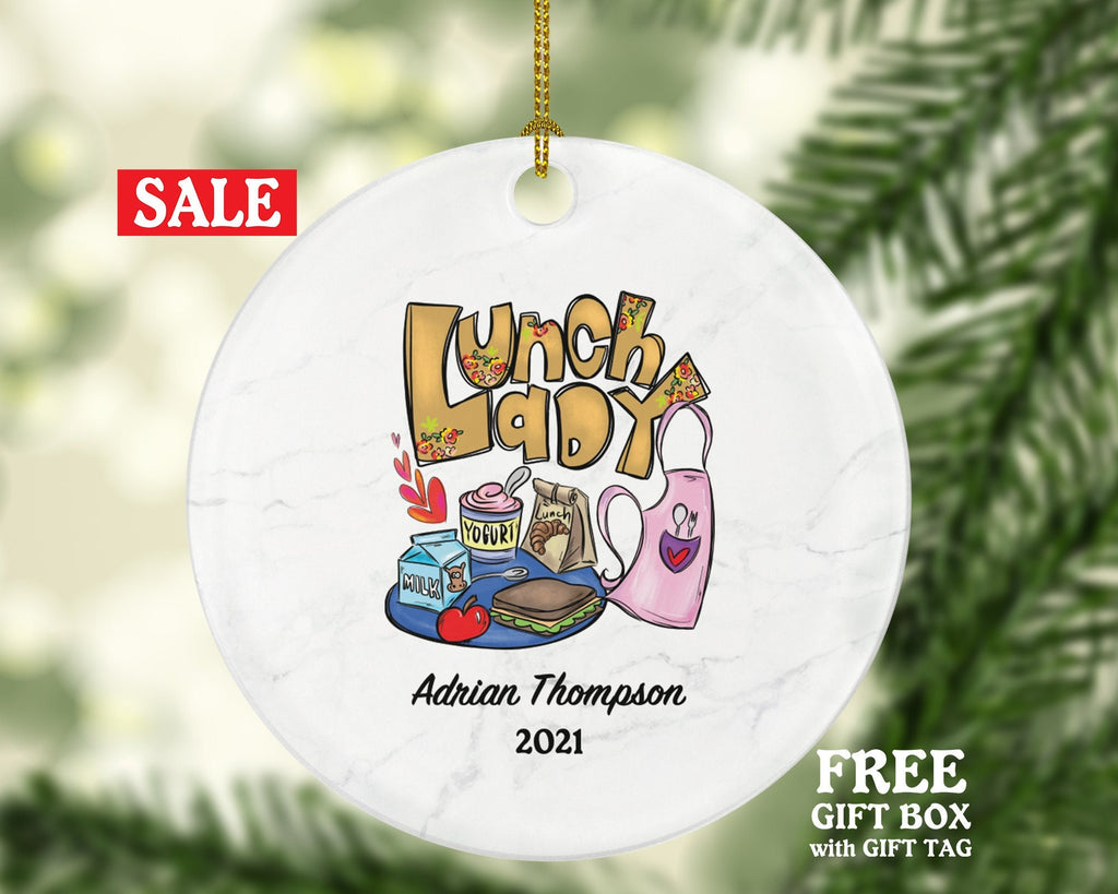 Lunch Lady Christmas Ornament Personalized - Gift for Lunch Lady - Custom Name Year