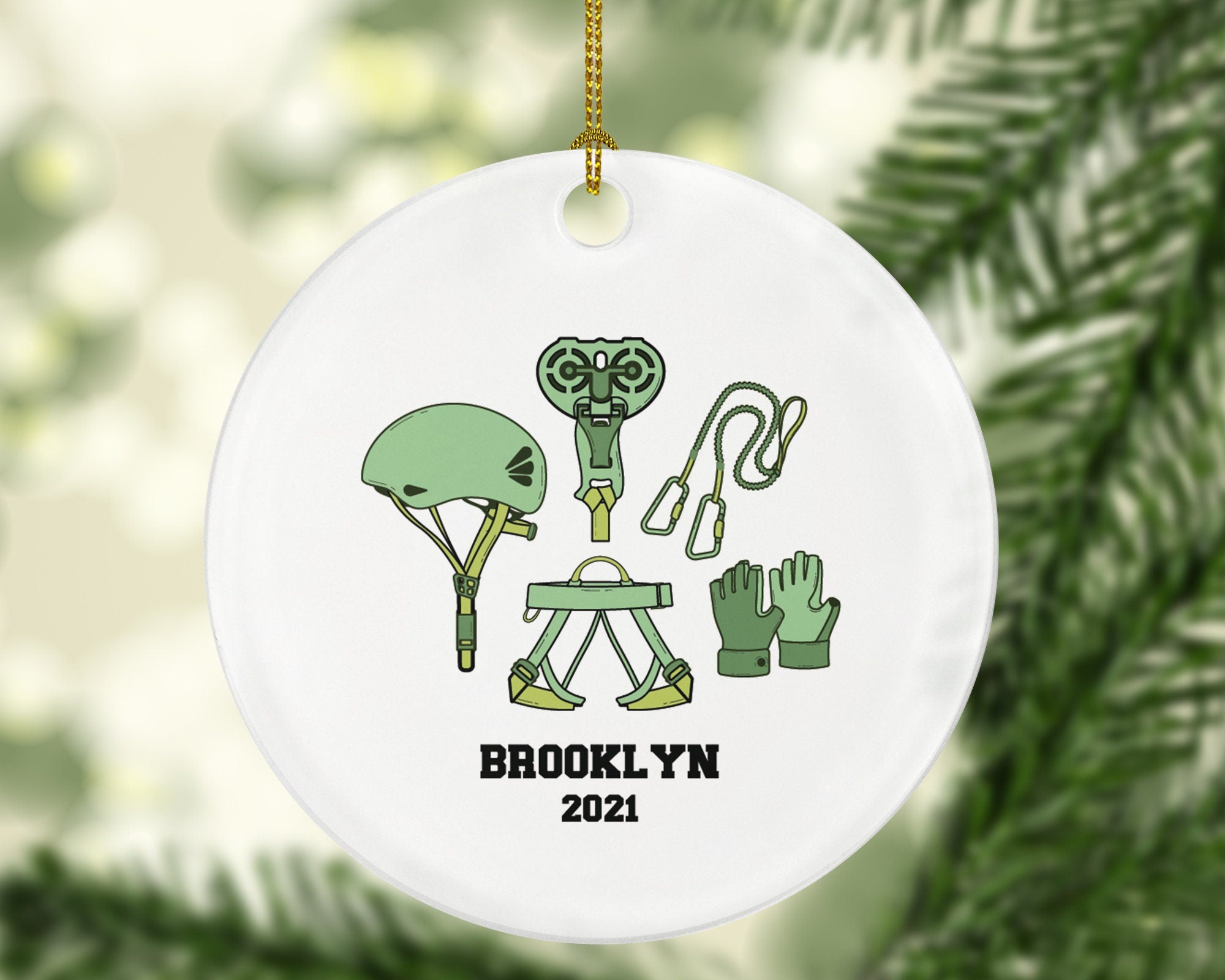 Zip Line Christmas Ornament Personalized, Rope Sliding Zip liner Zipliner Ziplining Outdoor Zipline Instructor Rope Adventure Park