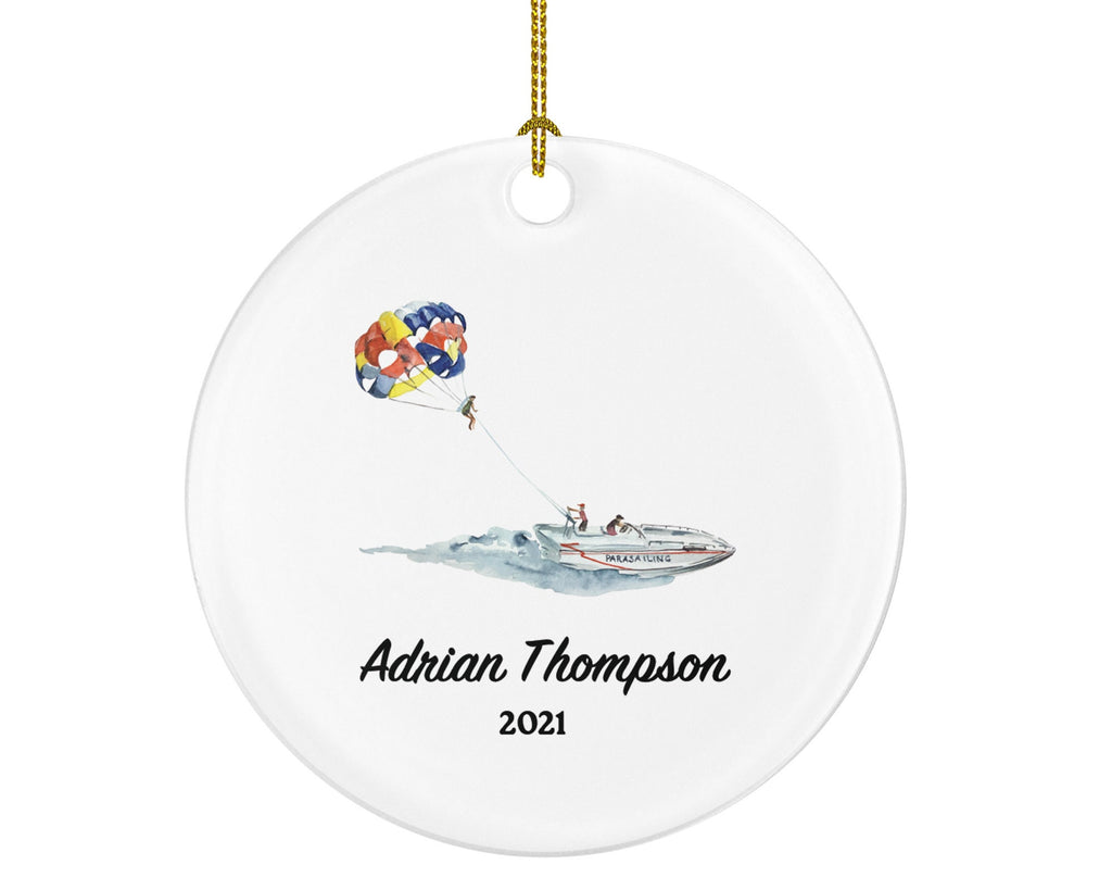 Parasailing Christmas Ornament Personalized, Vacation Parasailing Gift Water Sports, Summer Activity