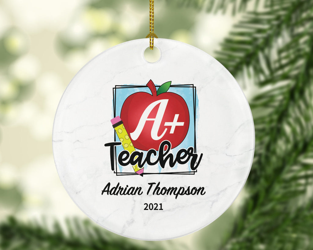 Teacher / Professor Ornament Personalized - Custom Gift from Student Appreciation Mr Mrs A Plus Teacher School Graduate Graduation