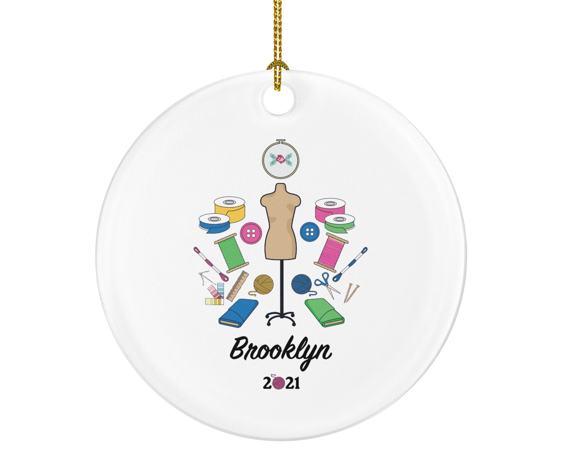 Textile Worker Christmas Ornament Personalized - Fashion, Sewing Lover - Designer Sewer Quilter Stitcher Tailor Custom Gift
