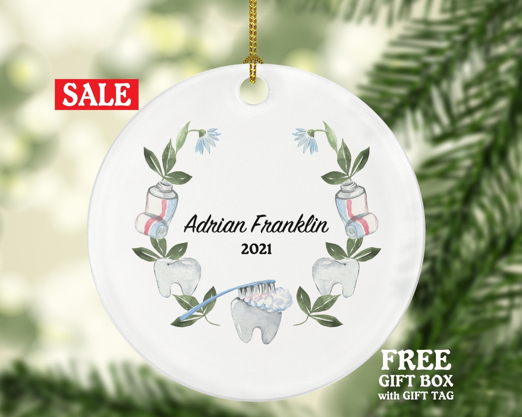 Dentist Christmas Ornament Personalized - Dental Gift Graduation Custom Occupational Occupation Dental Gift - Dental Wreath