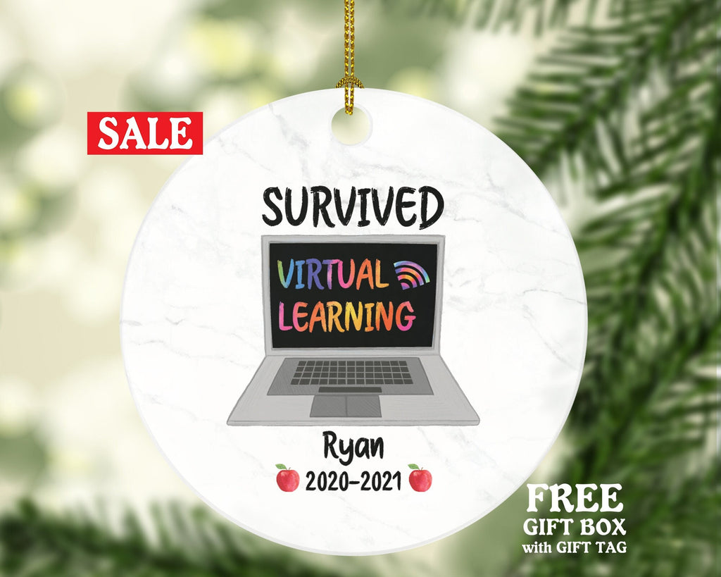 Virtual Learning Christmas Ornament Personalized - Online Schooling Remote Learner Online