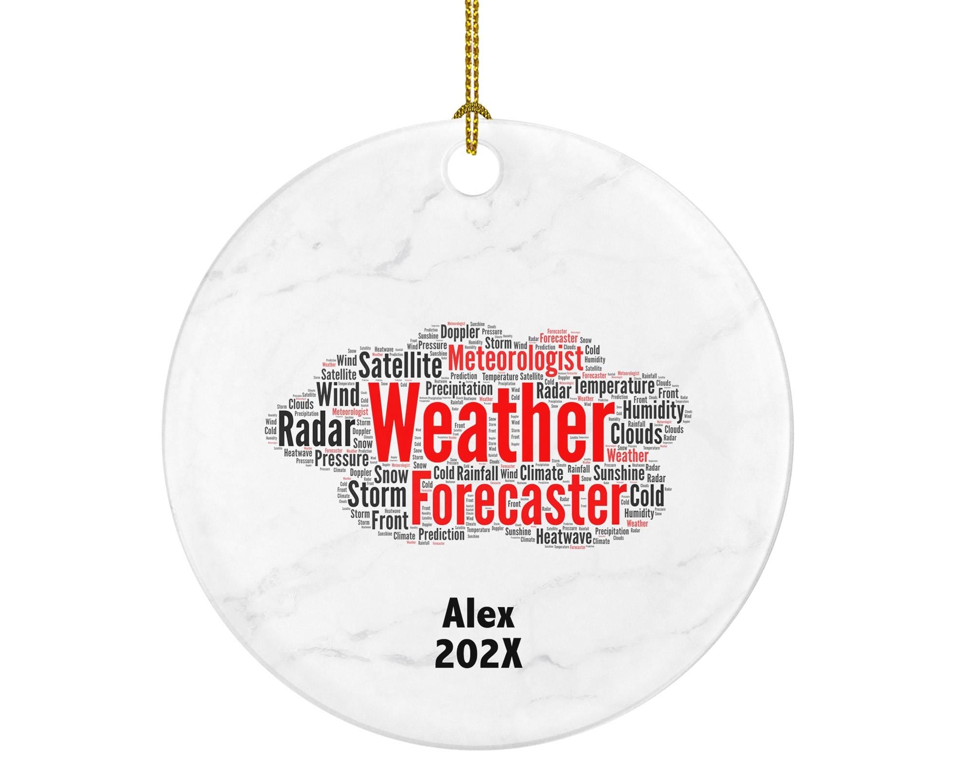 Personalized Weather Forecaster Ornament – Custom Meteorologist Gift with Word Art Design