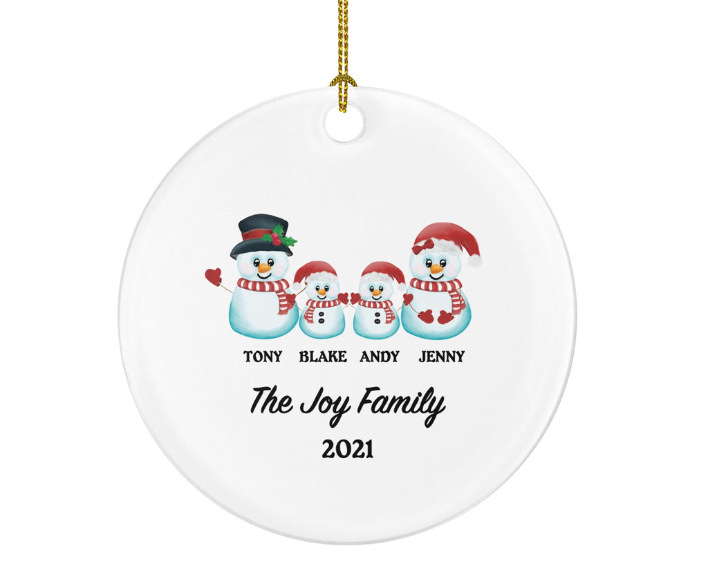 Family of 4 Christmas Ornament Personalized - Parents Mother Father Child Girl Boy Mom Dad Gift - Snowmen Family