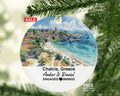 Chalcis Greece Round Ceramic Christmas Ornament – Personalized Holiday Keepsake, Custom Couple Gift for Wedding or Honeymoon