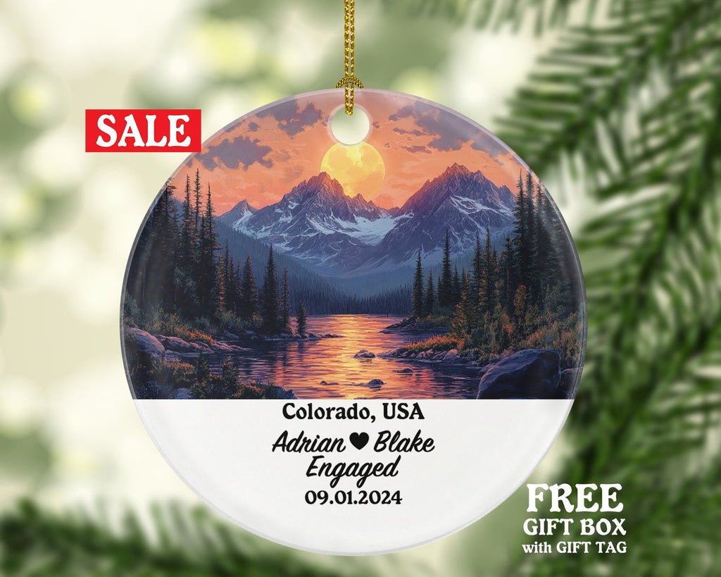 Colorado Christmas Ornament Personalized - CO Engaged Married Family Together Couple Travel Honeymoon Engagement Marriage
