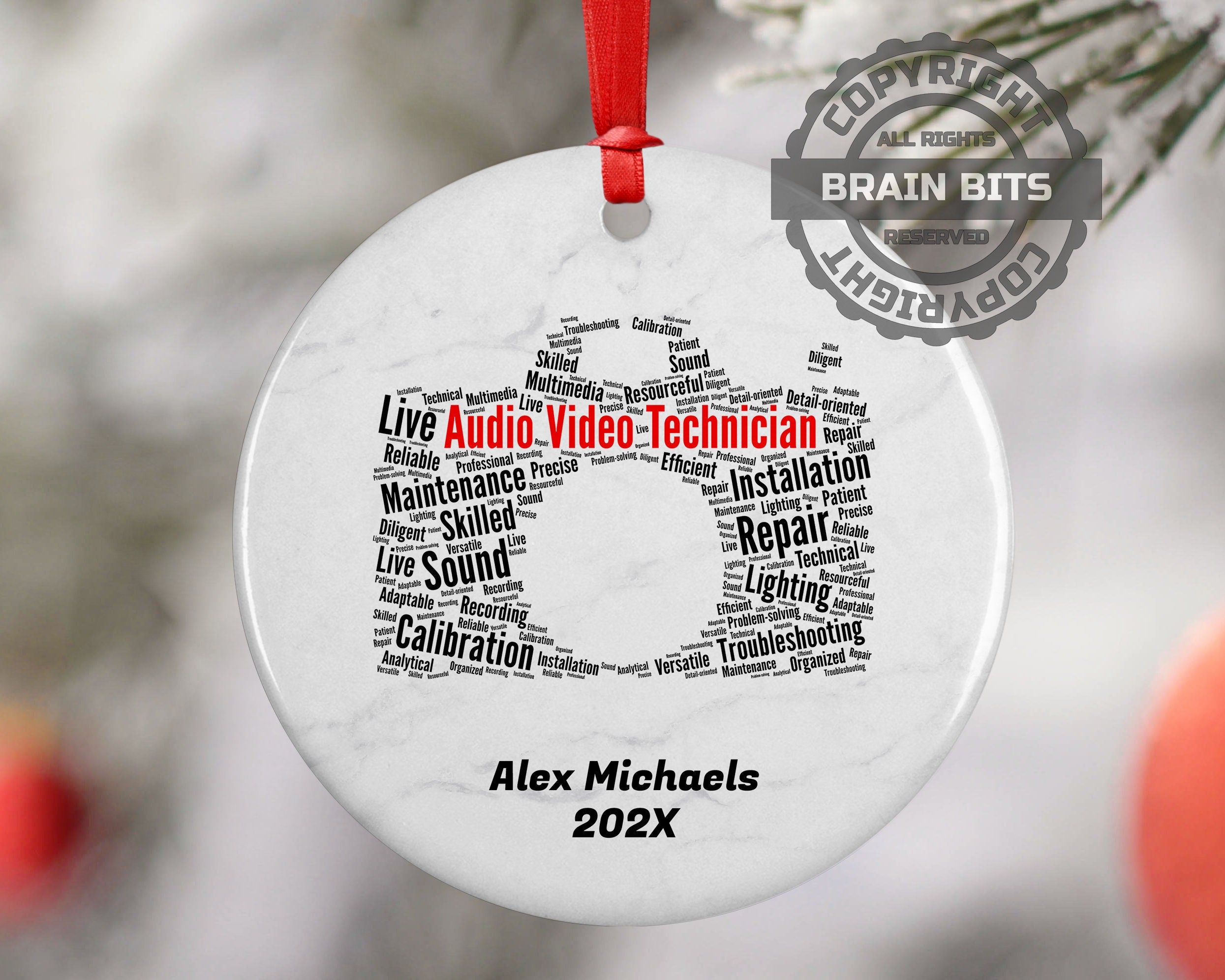 Audio Video Technician Personalized Christmas Ornament