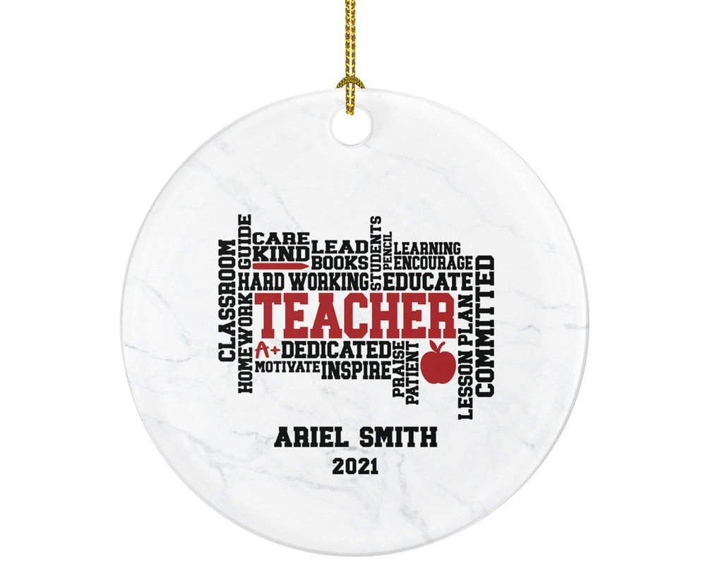 Outstanding Teacher Ornament Personalized - Custom Gift from Student Appreciation Mr Mrs School Graduate Graduation