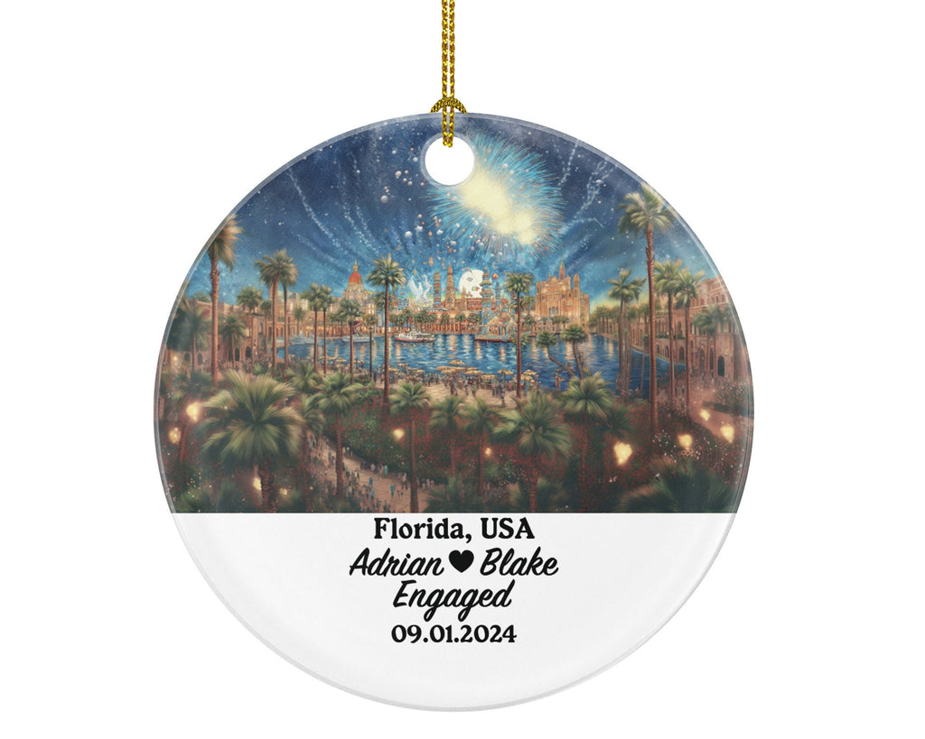 Florida Christmas Ornament Personalized - FL Engaged Married Family Together Couple Travel Honeymoon Engagement Marriage