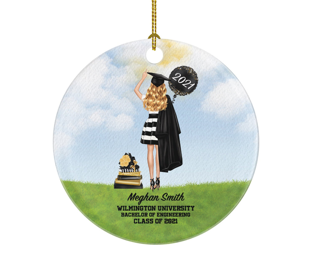Personalized Graduation Christmas Ornament - Class of Custom Gift for Graduate Masters Bachelor Doctorate College High School Degree