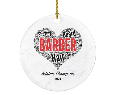 Barber Christmas Ornament Personalized - Hairstylist Hair Care Hairdresser Hair Dresser Salon Stylist Barber Shop Gift