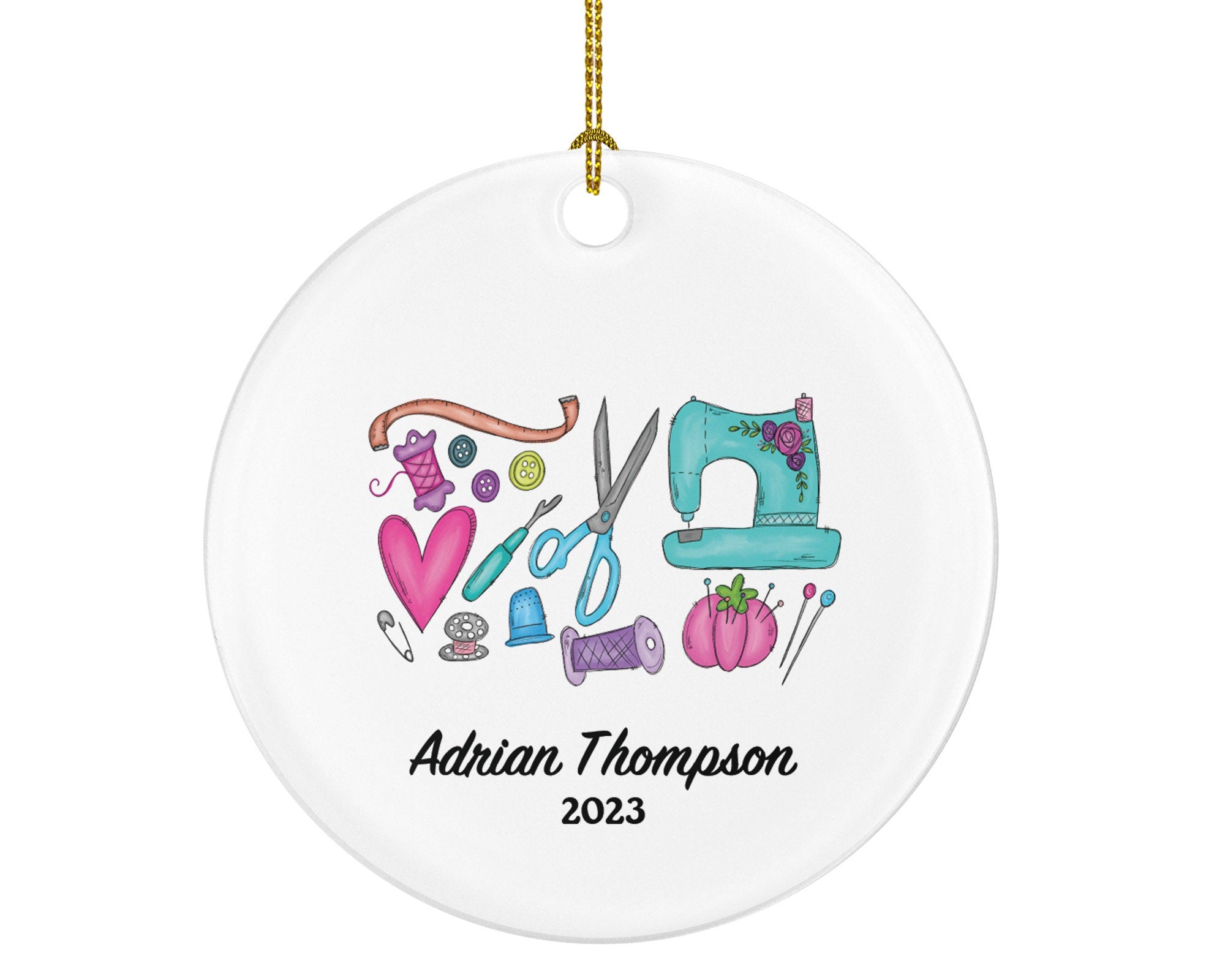 Sewing Christmas Ornament Personalized - Sewing Lover - Sewer Quilter Stitcher Tailor Custom Gift - Sewing Machine Tree