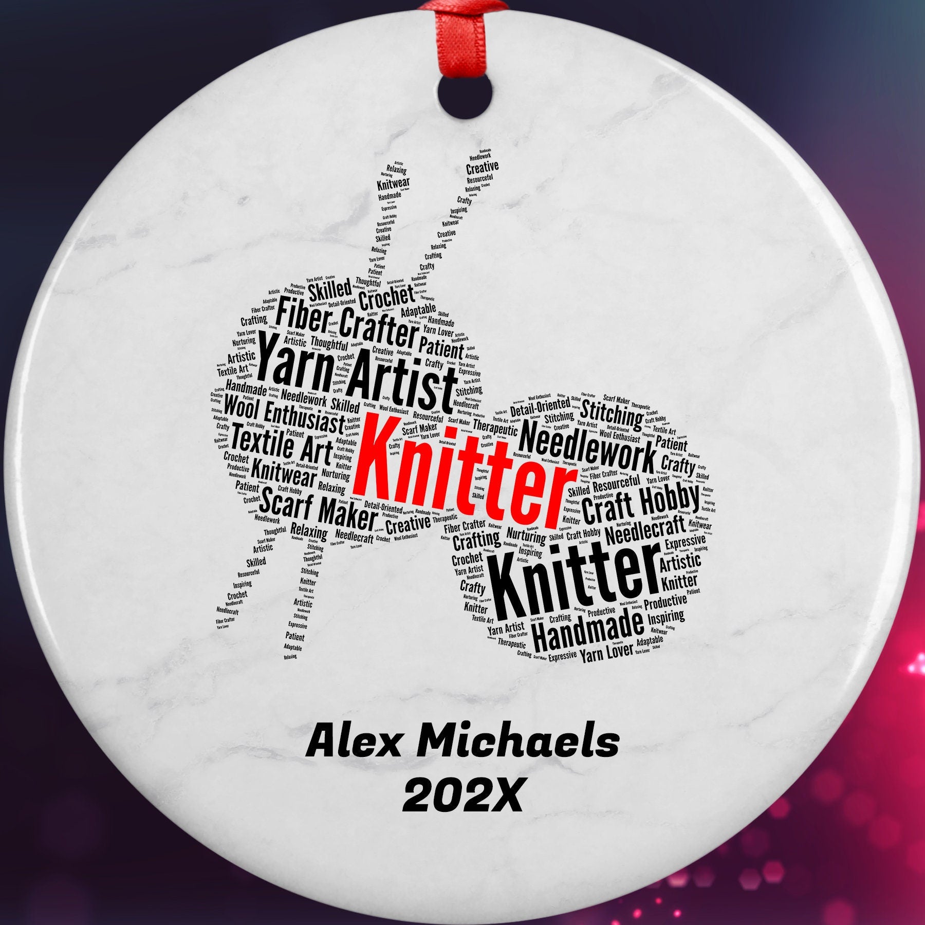 Knitter Personalized Christmas Ornament Backup