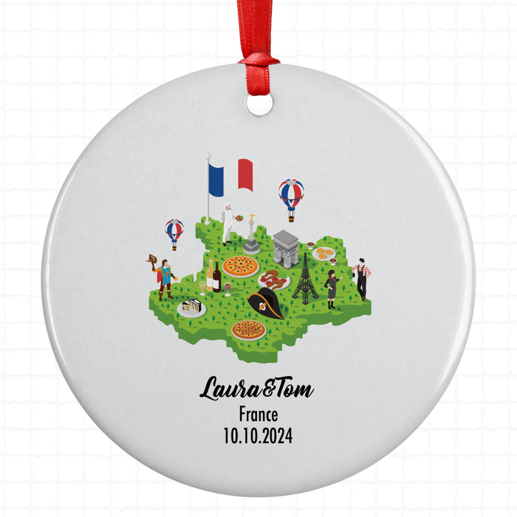 France Cultural Map, Ornament, Engagement, Married, Travel, Gift for Engaged Couple, Engagement Gift, Trip, Vacation Souvenir