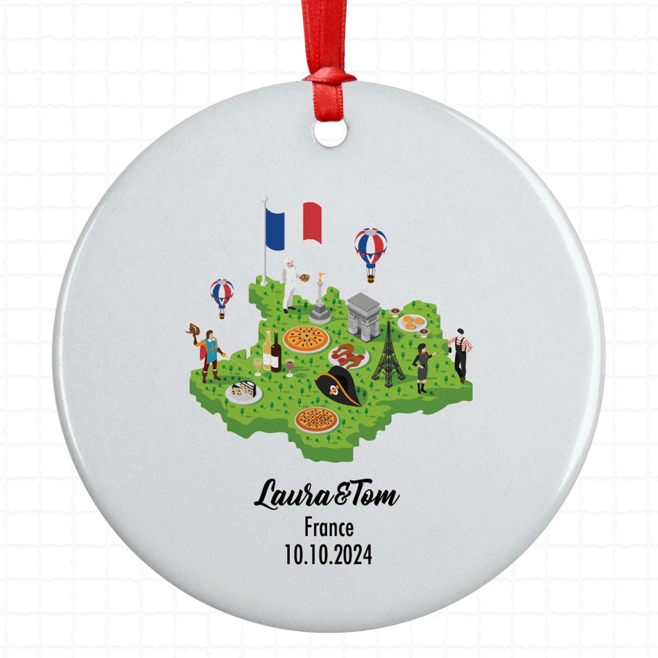 France Cultural Map, Ornament, Engagement, Married, Travel, Gift for Engaged Couple, Engagement Gift, Trip, Vacation Souvenir