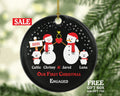 Personalized Engaged Ornament with 2 Dogs Pet Fur Family Dad Mom Owner Lover Engagement Ring Snowmen She Said Yes Couple Our First Christmas