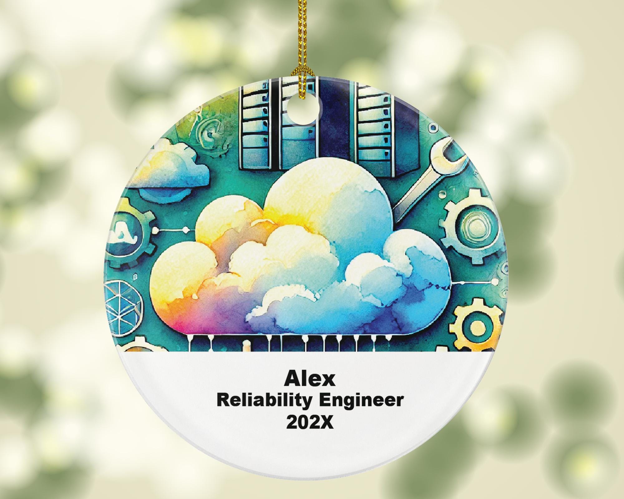 Personalized Reliability Engineer Ornament – Cloud & Server Design – Custom Tech Holiday Gift with Name