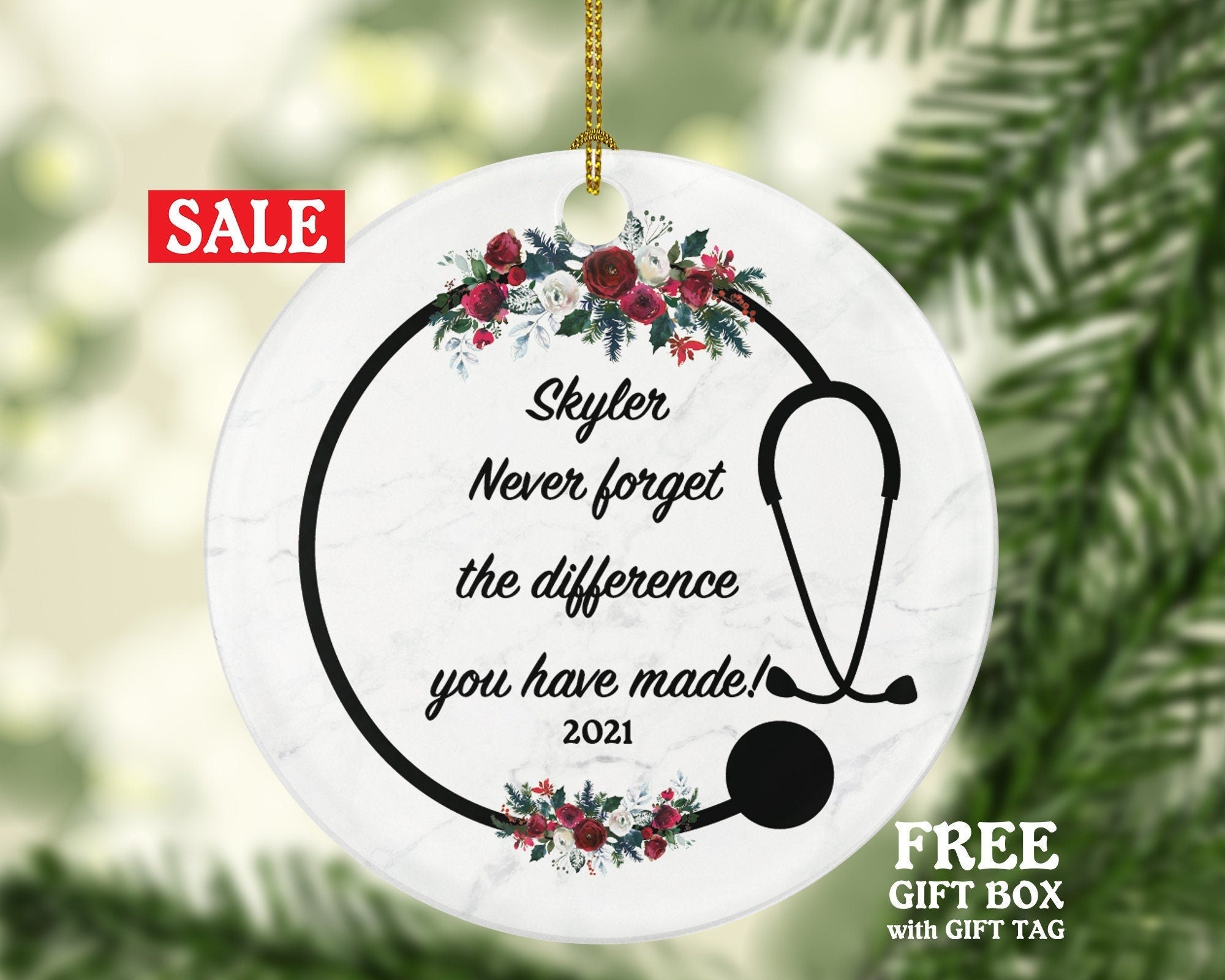 Personalized Medical Doctor Christmas Ornament Health Worker Gift from Patient for Nurse Physician Physical Therapist Practitioner MD RN PT