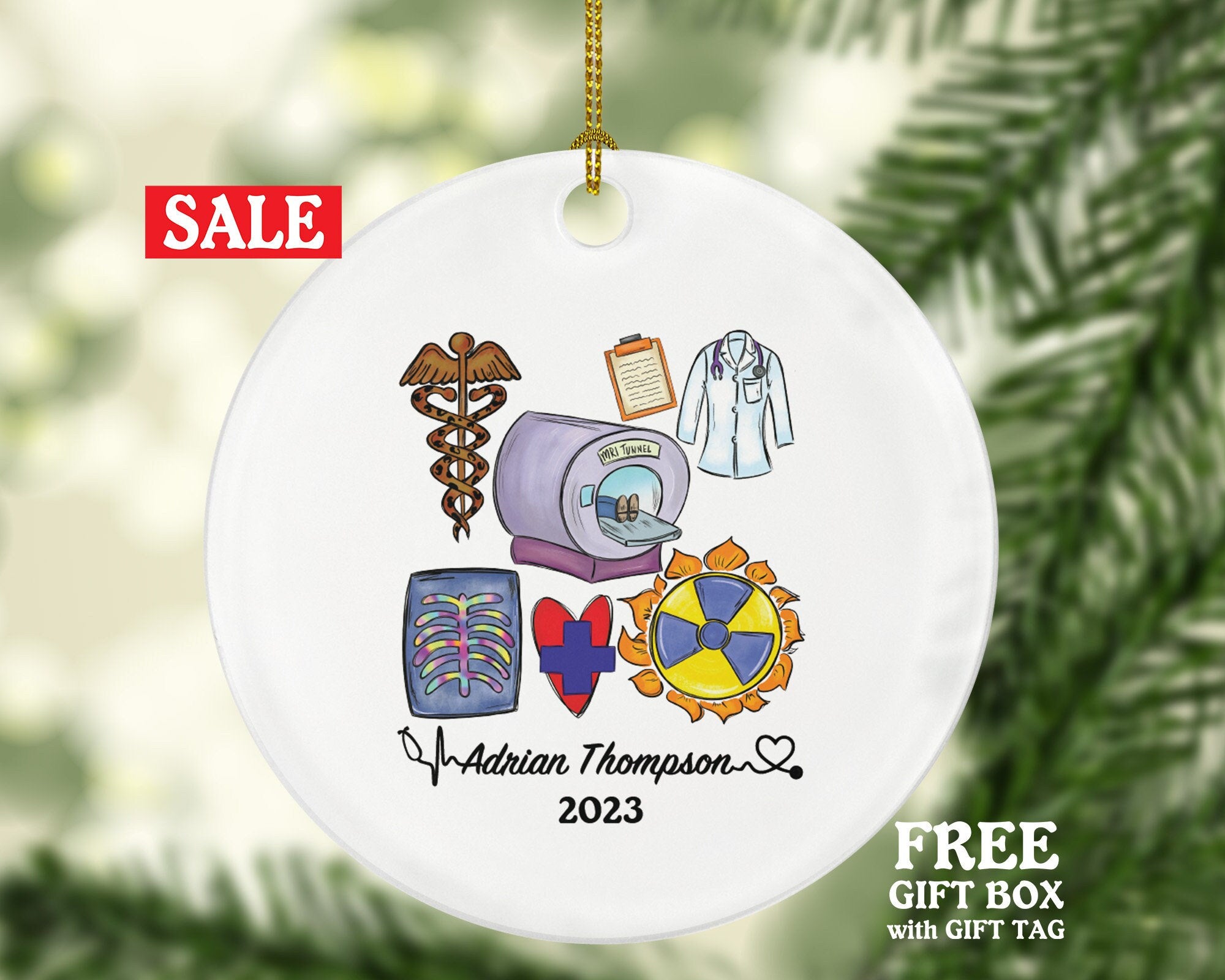 MRI Tech Christmas Ornament Personalized - Magnetic Resonance Imaging Scanner MRI Technologists Radiologic Scan Health Worker Gift