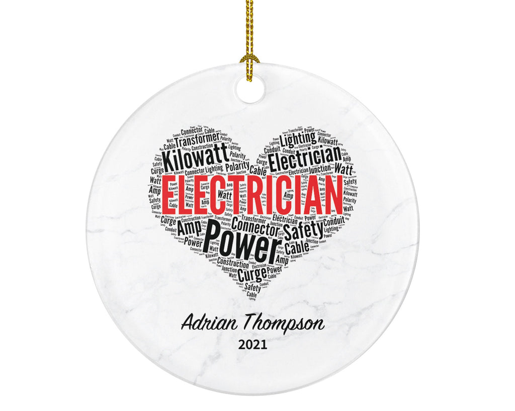 Electrician Christmas Ornament Personalized - Electrical Worker Lineman Custom Gift - Boss Worker Employee Employer Gift
