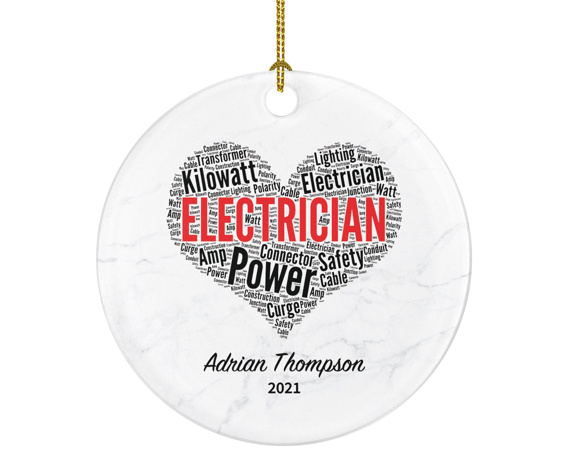 Electrician Christmas Ornament Personalized - Electrical Worker Lineman Custom Gift - Boss Worker Employee Employer Gift