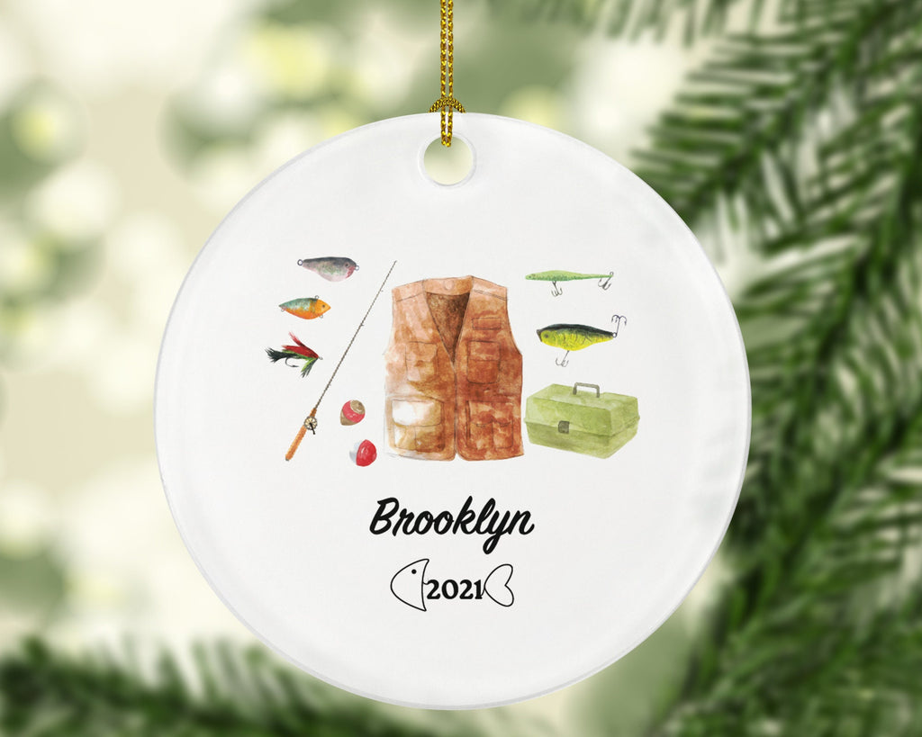 Fisher Fishing Christmas Ornament Personalized - Custom Fisher Ornament with Name - Gift for Fishermen