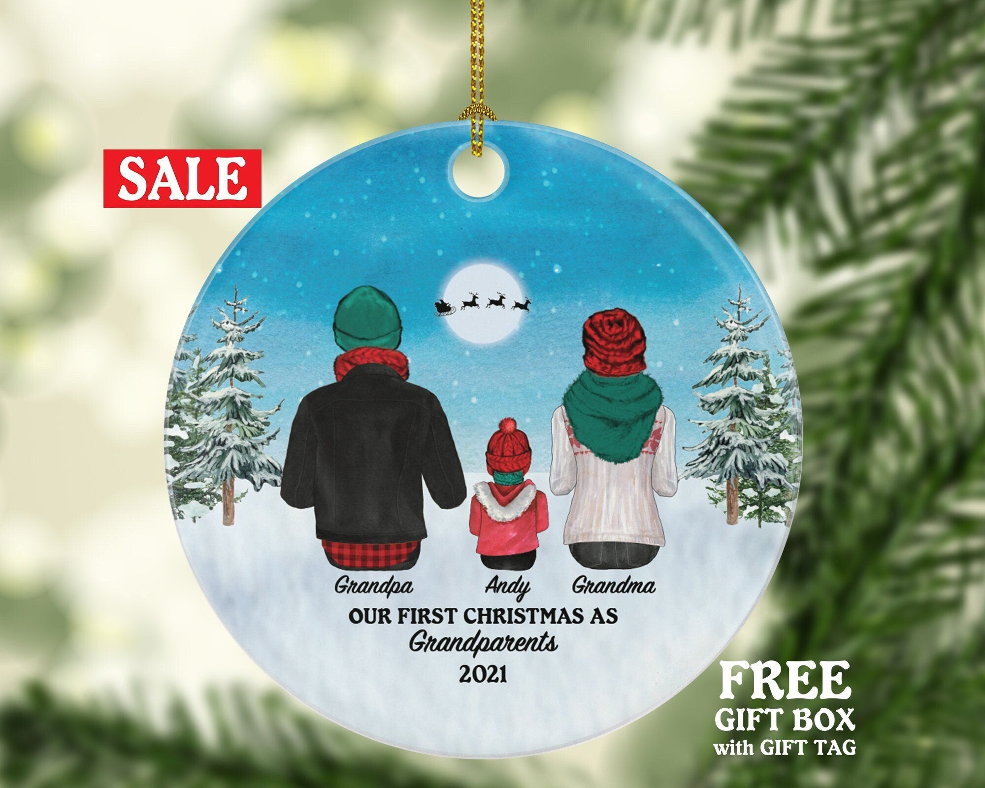 First Christmas As Grandparents Ornament - Personalized New Grandma and Grandpa Gift