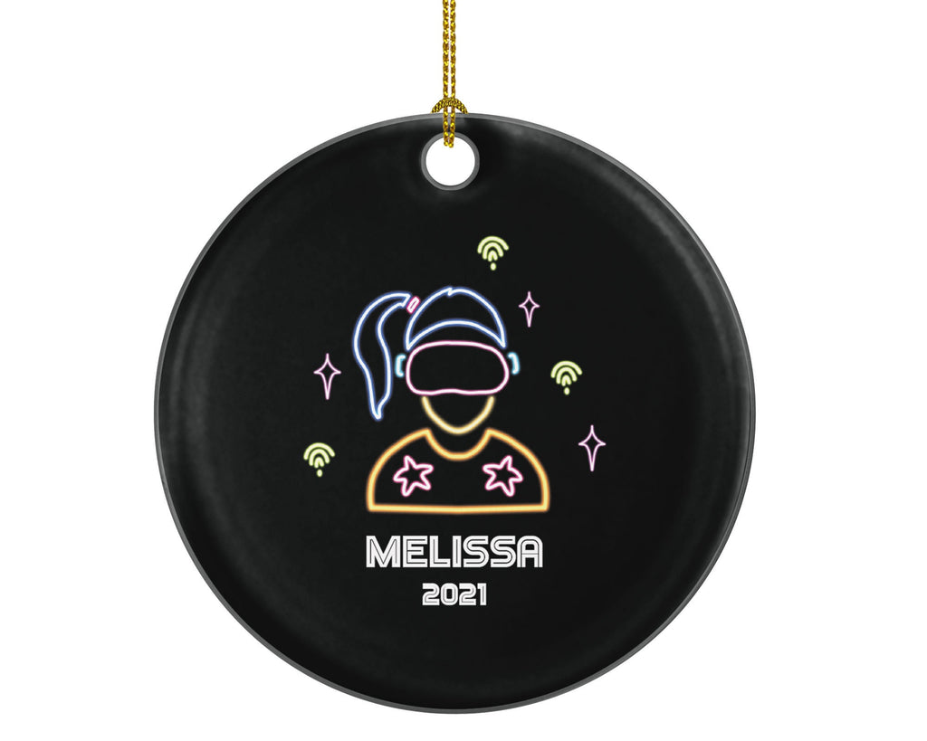 Virtual Reality Personalized Christmas Ornament -  Custom VR Video Gamer Girl Female Game VR Gift