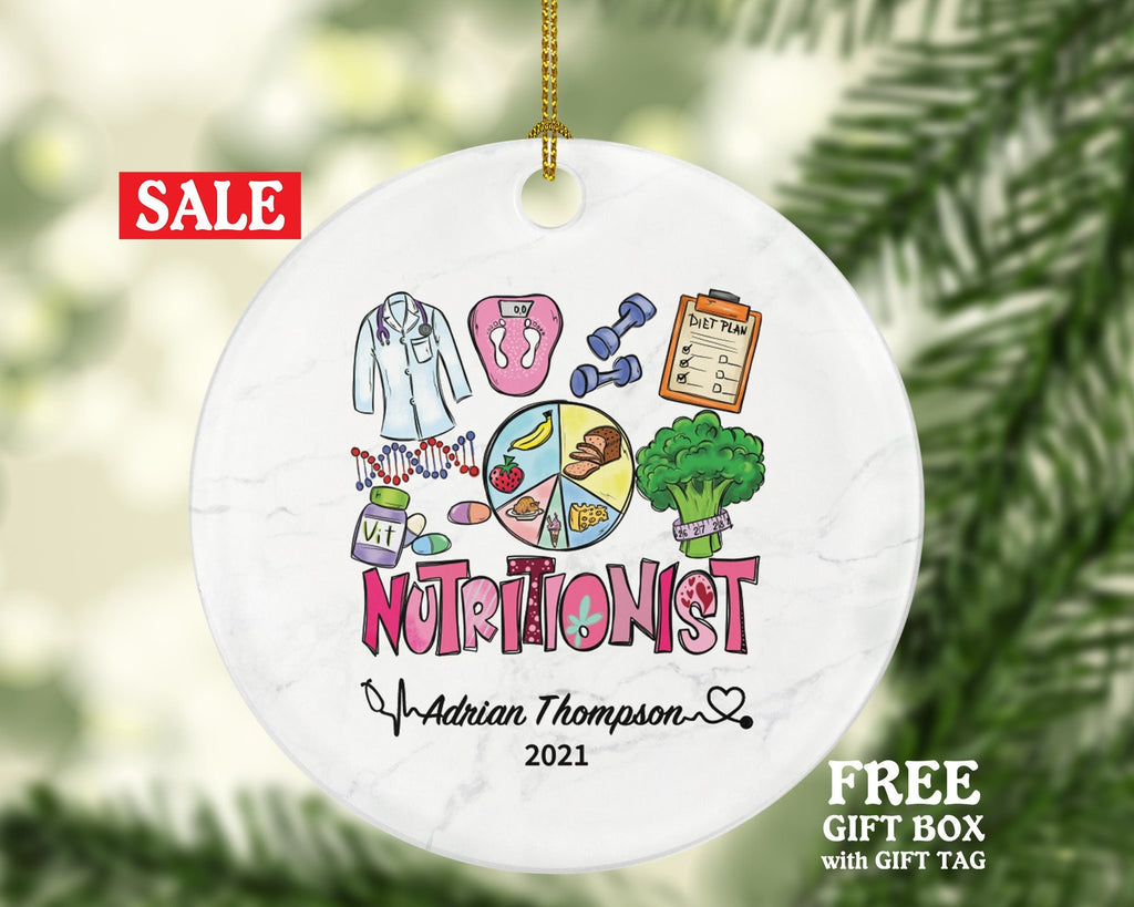 Nutritionist Christmas Ornament Personalized Gift -  Custom Name Year