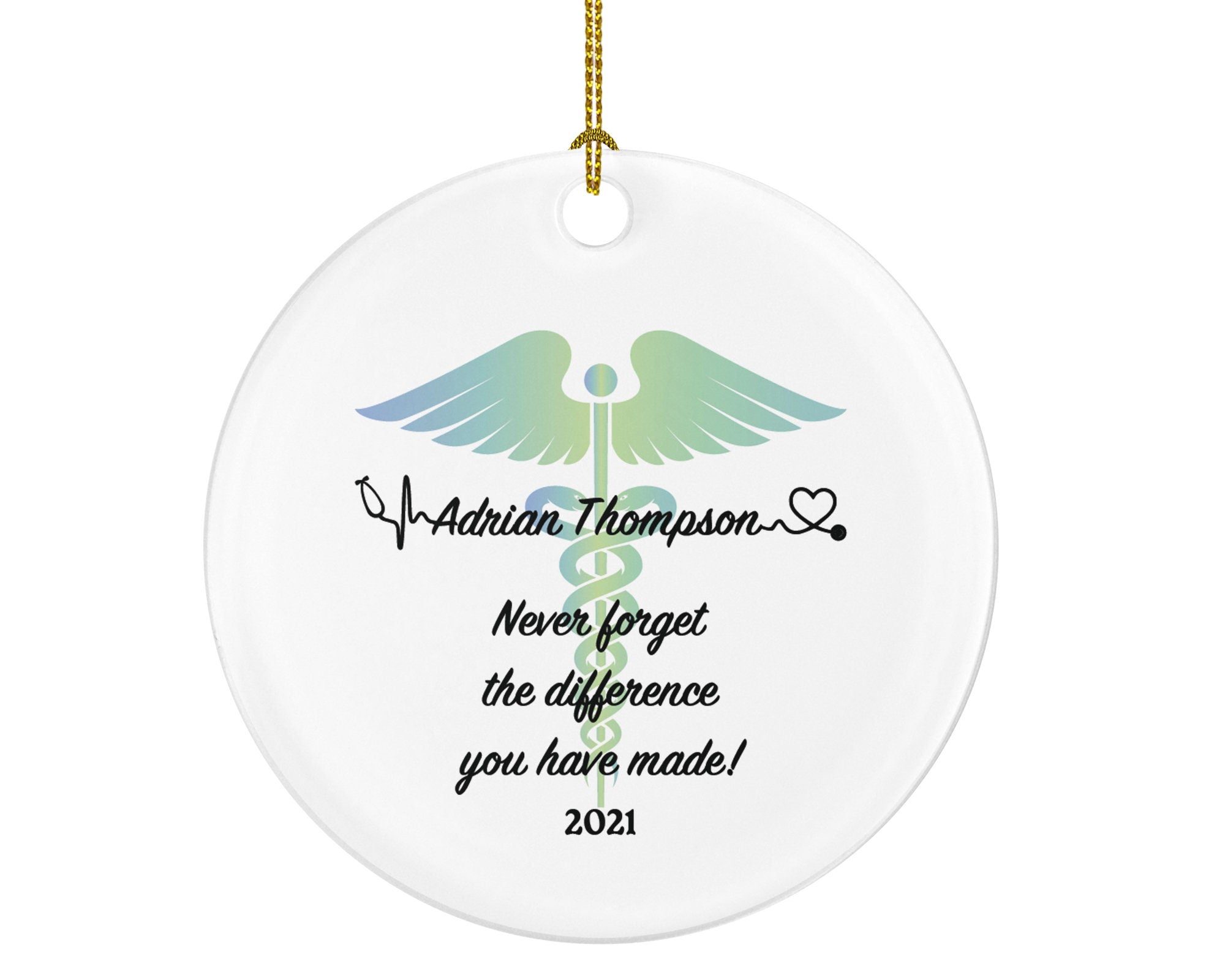 Personalized Medical Doctor Christmas Ornament Health Worker Gift from Patient for Nurse Physician Physical Therapist Practitioner MD RN PT