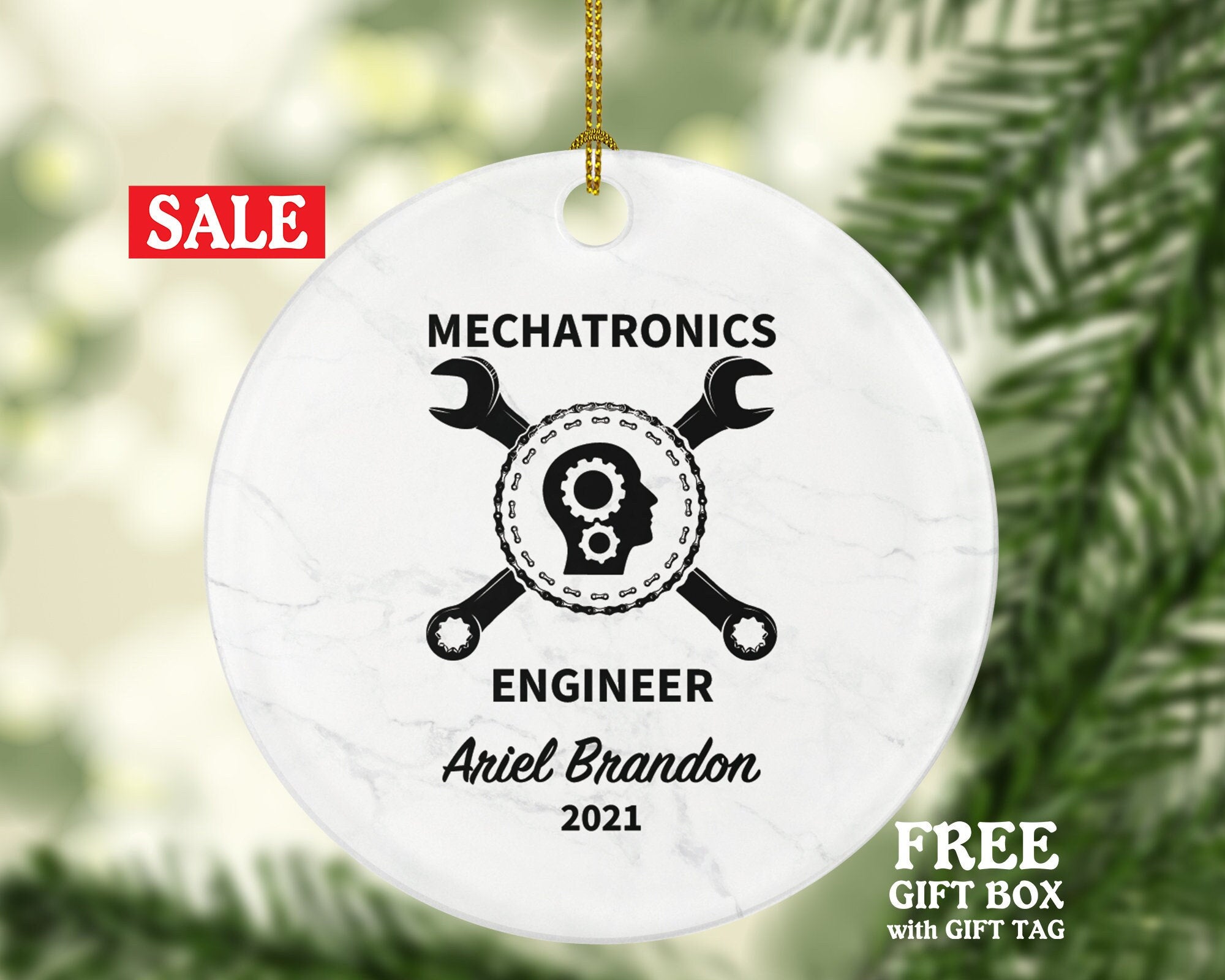 Mechatronic Engineer Christmas Ornament Personalized - Mechanical and Electronics Engineering - Custom Name Year Gift