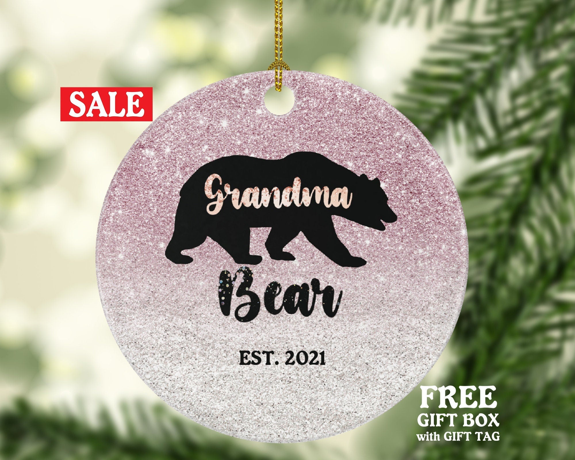 Grandma Bear Ornament, Grandma Bear Gift, Grandparent Pregnancy Announcement, Mother's Day Gift