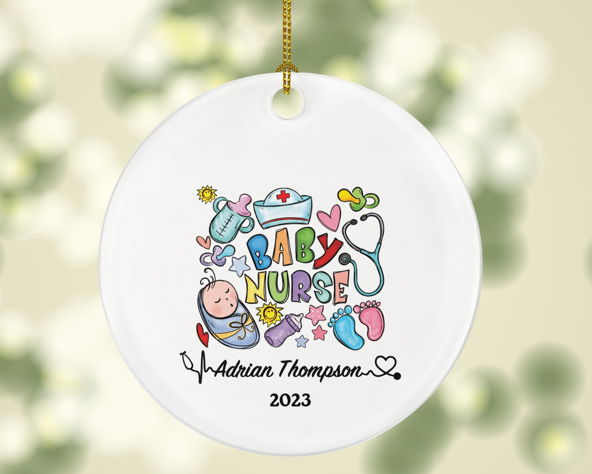 Baby Nurse Christmas Ornament Personalized - Baby Nurse Registered Health Worker Gift from Patient for Nurse Custom Medical