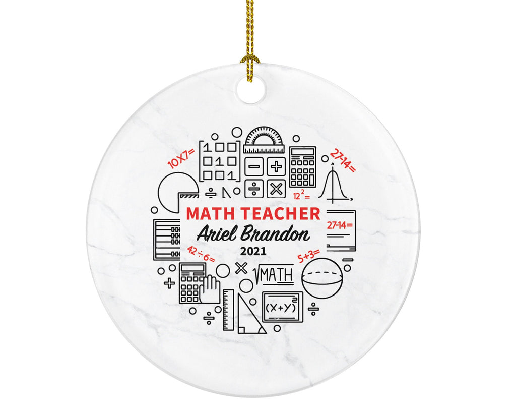 Math Teacher Christmas Ornament Personalized, Math Teacher Christmas Tree Ornament, Math Teacher Christmas Tree Decor
