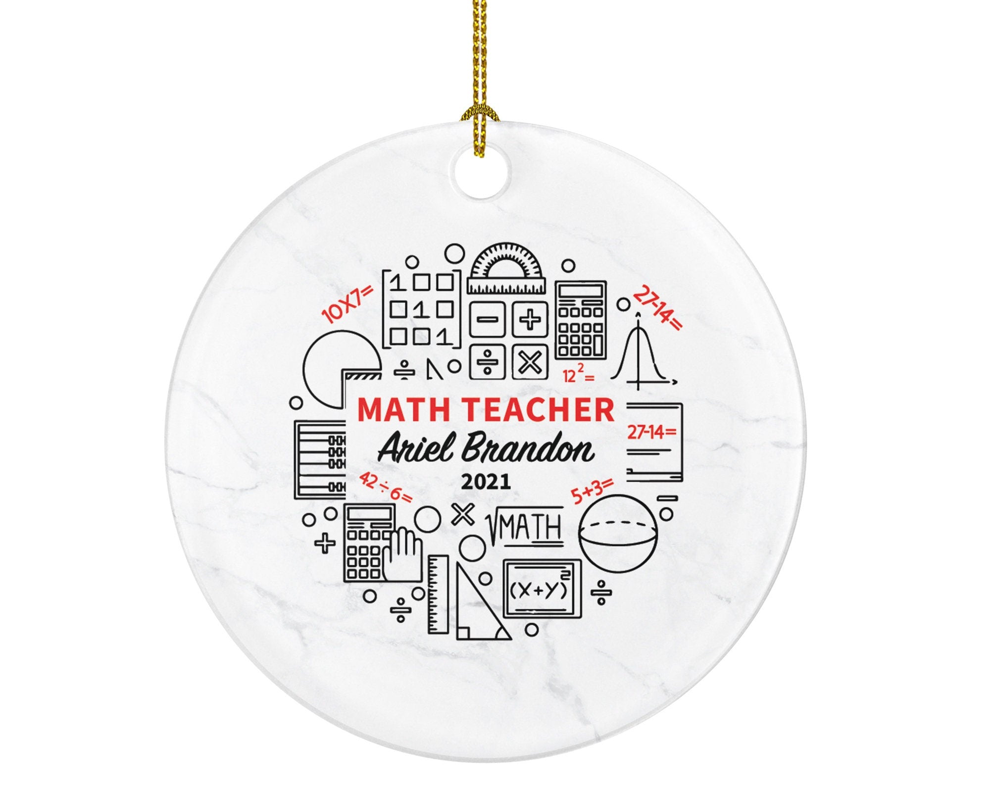 Math Teacher Christmas Ornament Personalized, Math Teacher Christmas Tree Ornament, Math Teacher Christmas Tree Decor