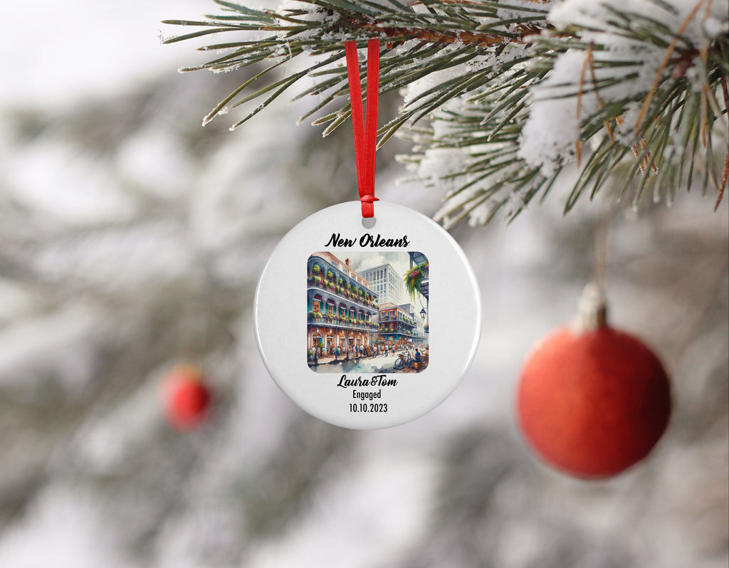 New Orleans Downtown Ornament, Engagement, Married, Travel, Gift for Engaged Couple, Engagement Gift, Trip, Vacation Souvenir