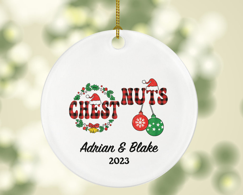 Chest Nuts Couple Funny Christmas Ornament - Personalized Mr and Mrs Married Future Marriage Husband Wife Fiancé Love